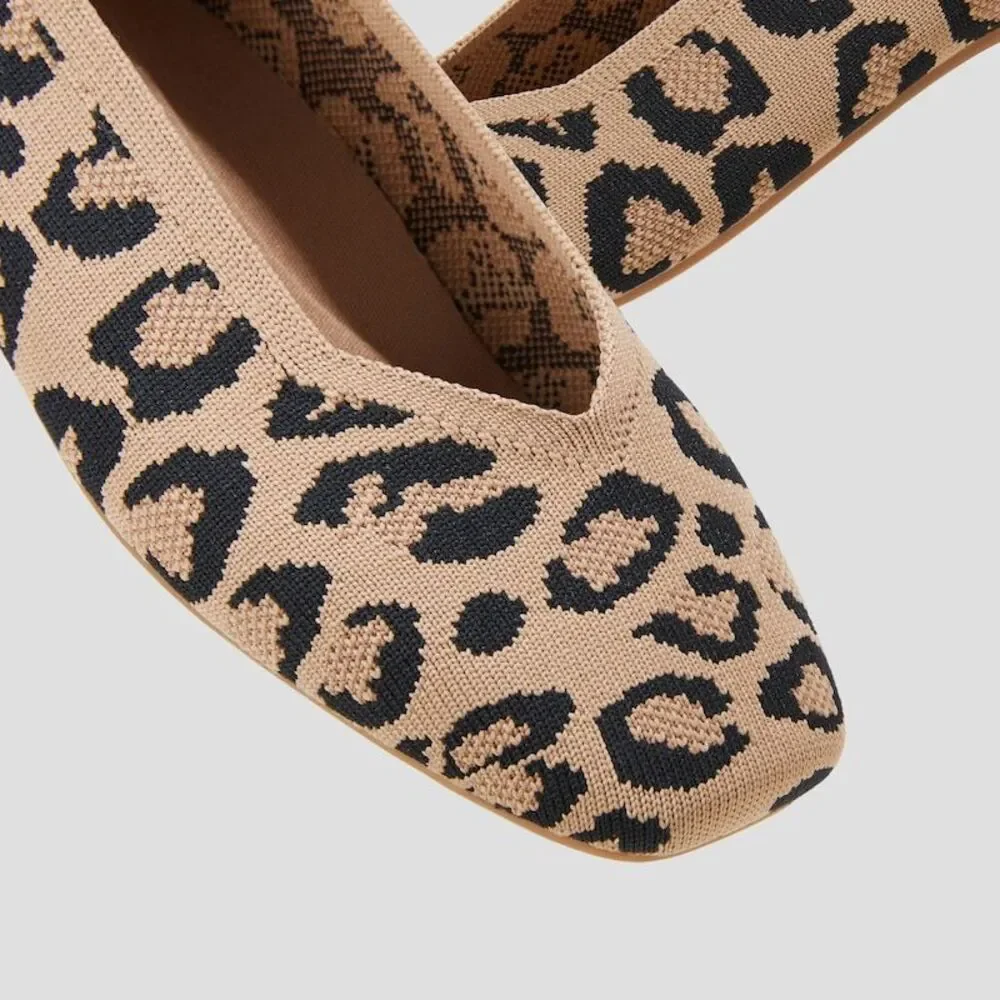 VIVAIA Leopard Ballet Flats Comfortable Slip-On Shoes Casual EU/39.5‎ US/8.5
